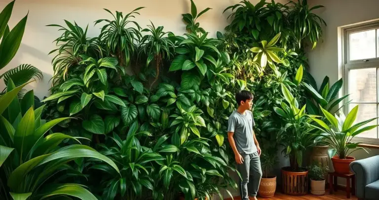 revestimento de parede com plantas