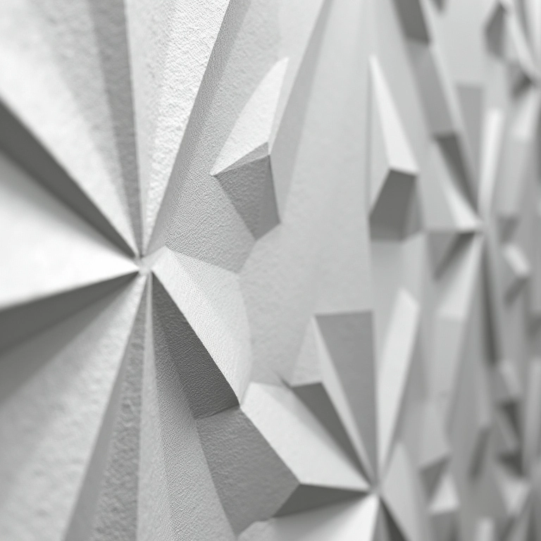 Detalhe de parede moderna com padrões geométricos de revestimento 3D.