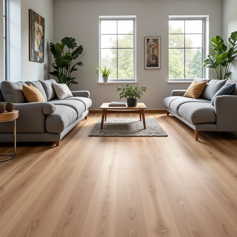 Sala de estar moderna com piso vinílico Durafloor.