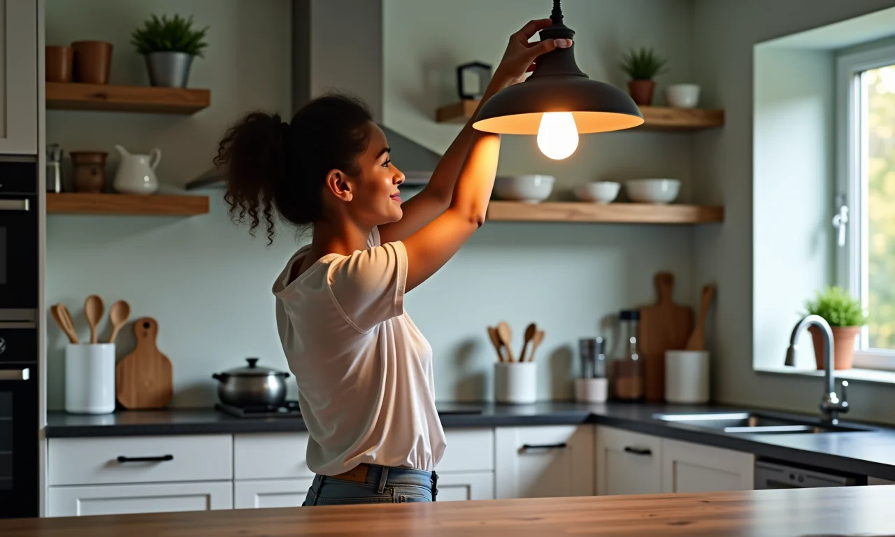 Altura ideal para pendente sobre a bancada.