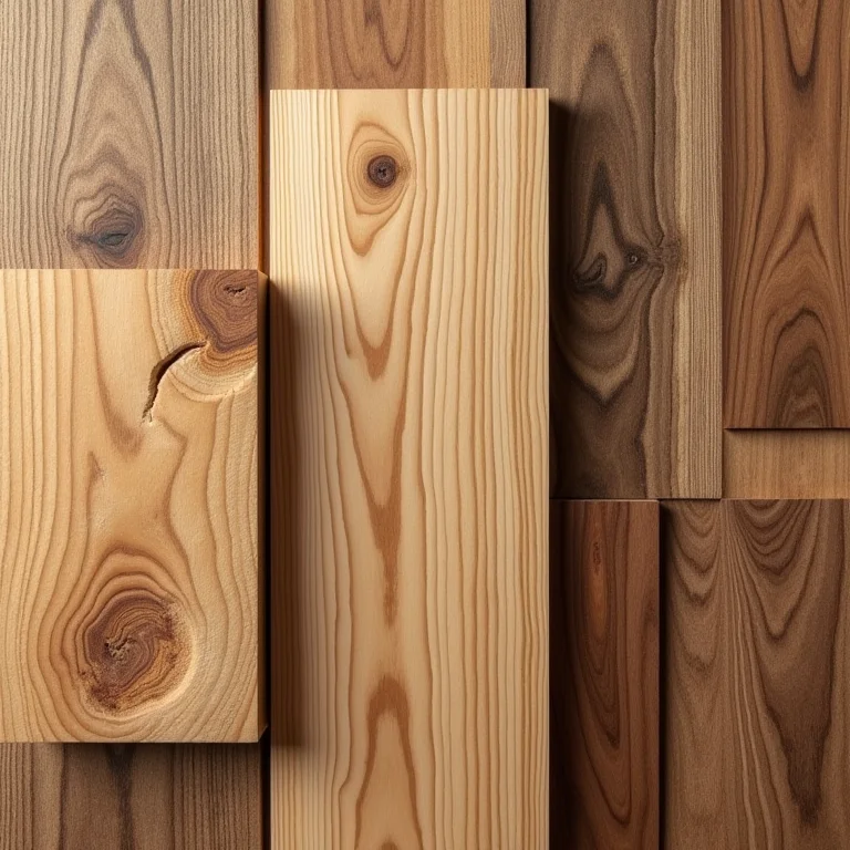 Amostras de diferentes tipos de madeira para decoração