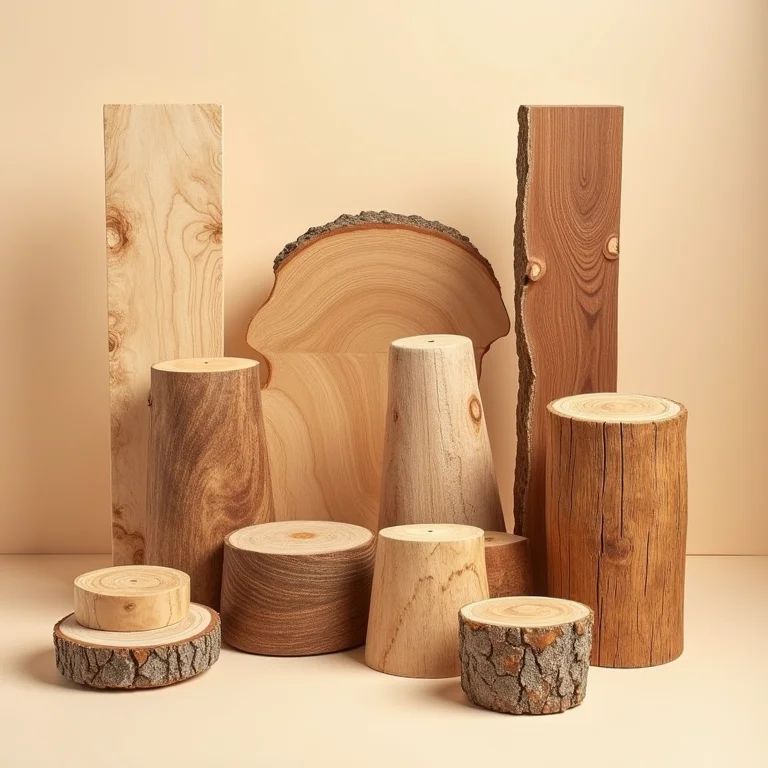 Amostras de madeira sustentável com diferentes texturas