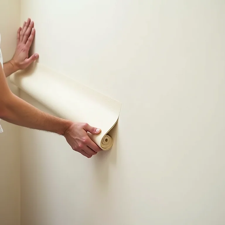 Aplicação de papel de parede lavável na cozinha.