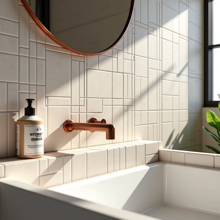 Aplicação de pastilhas adesivas em banheiro pequeno