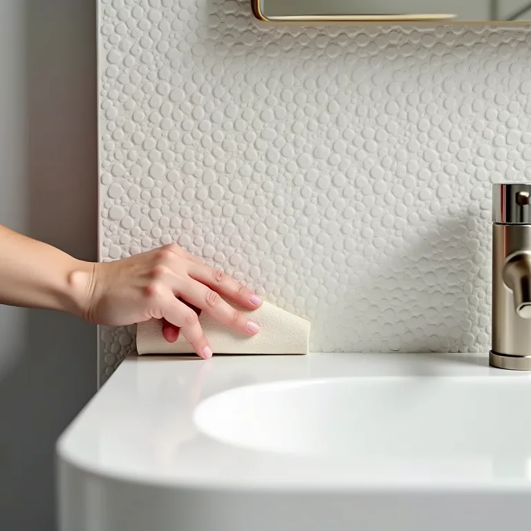 Aplicação de pastilhas autoadesivas em banheiro