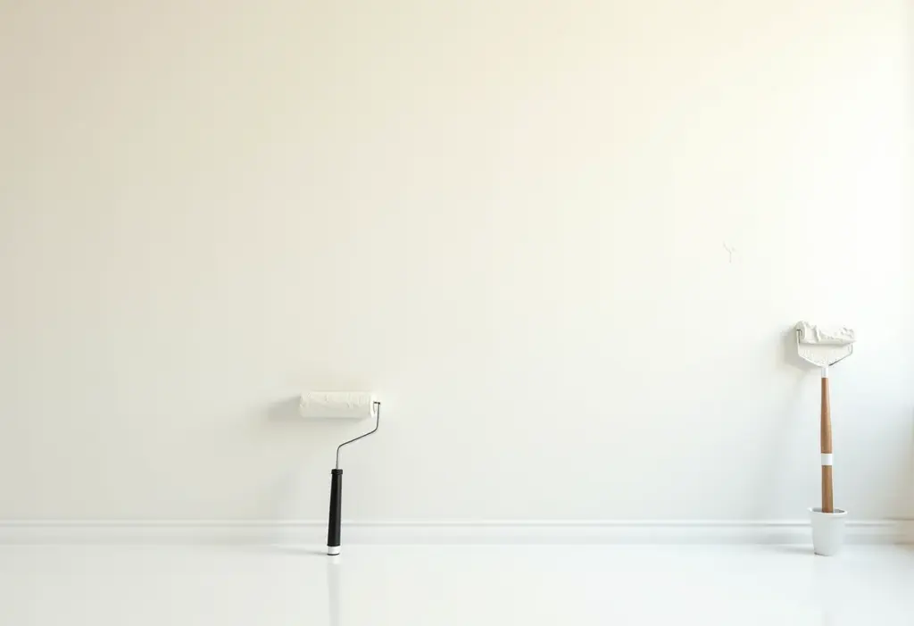 Aplicação de selador em parede recém-emboçada para preparo da pintura.