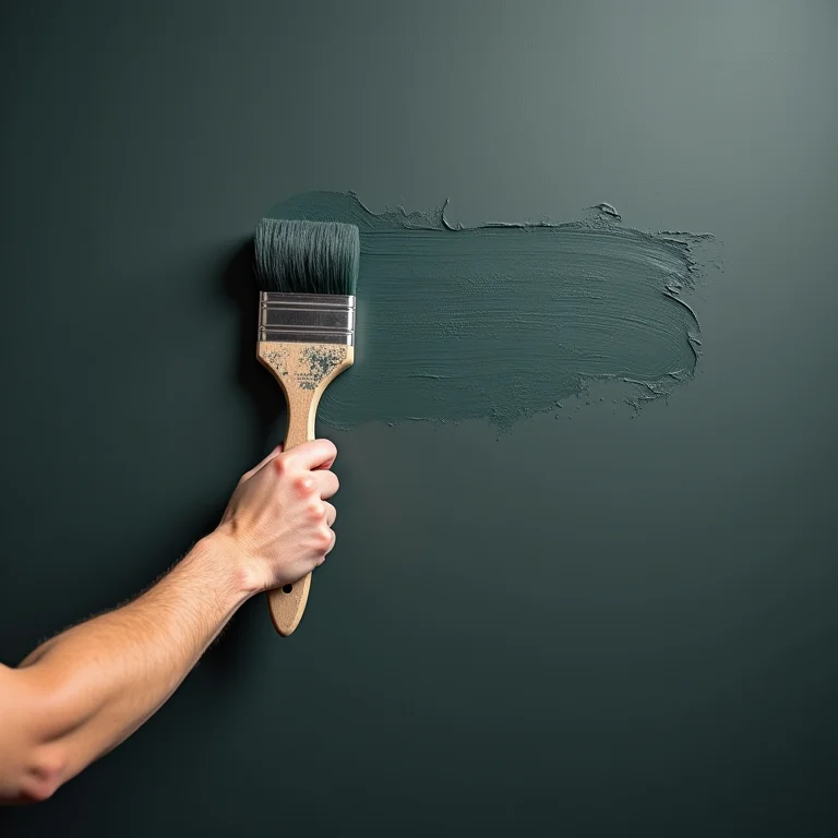 Aplicação de uma demão fina de tinta lousa em uma parede