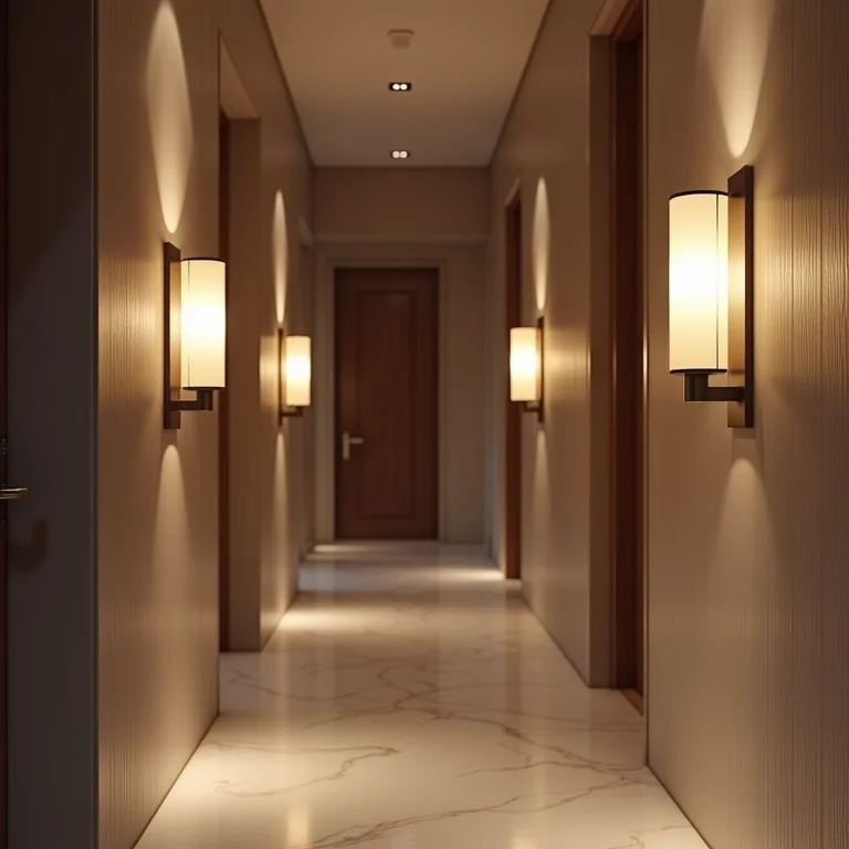 Arandelas charmosas iluminando um corredor elegante