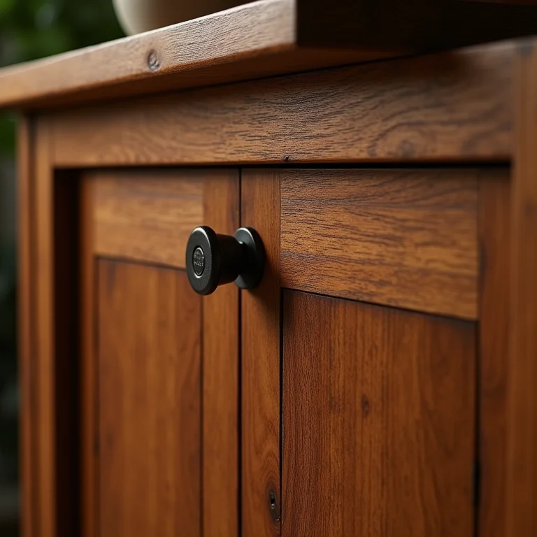 Armário de madeira artesanal com detalhes refinados