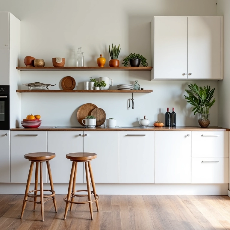 Armários brancos fáceis de combinar.