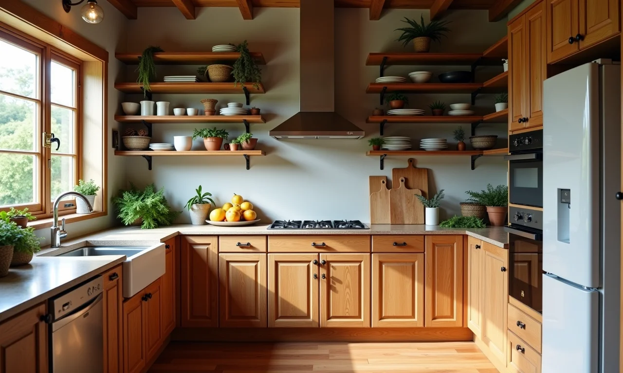 Armários de cozinha disfuncionais, armazenamento caótico e difícil acesso.