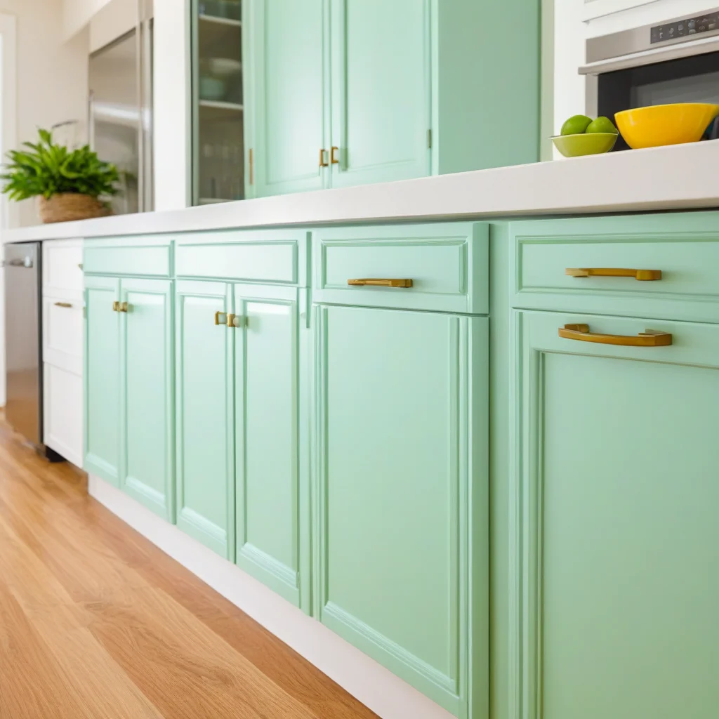 Armários de cozinha renovados com nova pintura