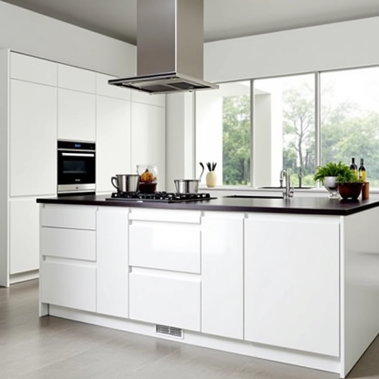 Armários Todeschini brancos em cozinha moderna.