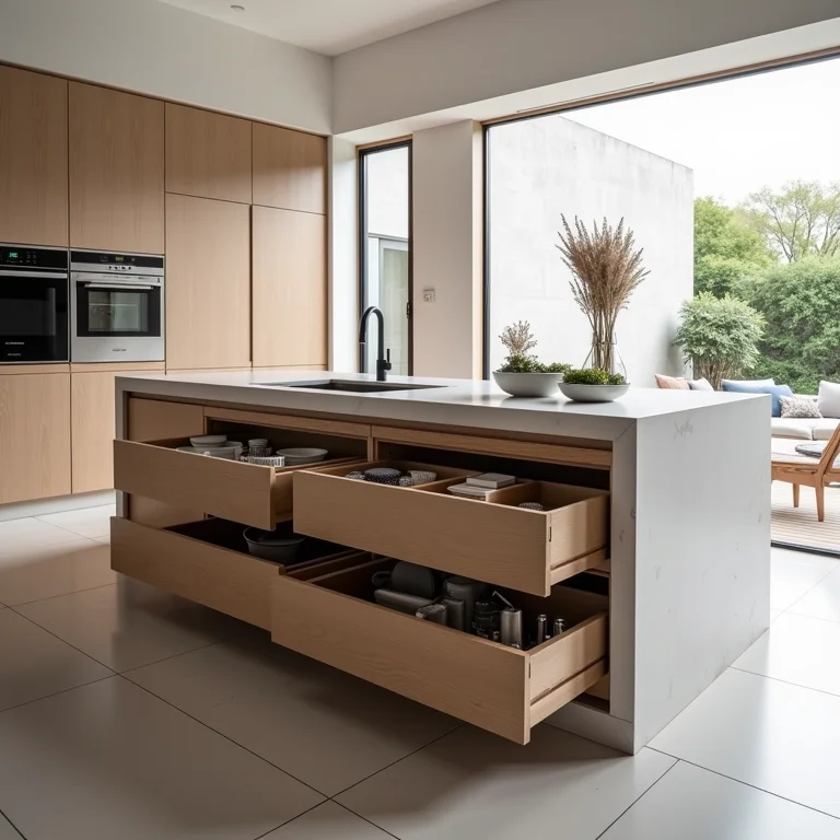 Armazenamento inteligente em ilha de cozinha