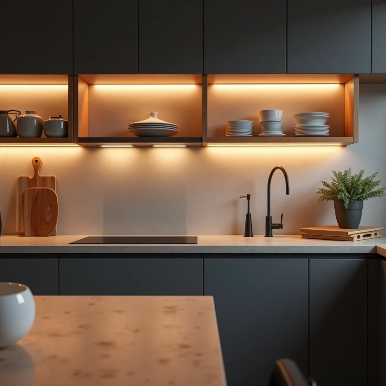 Bancada desconfortável em cozinha americana moderna.