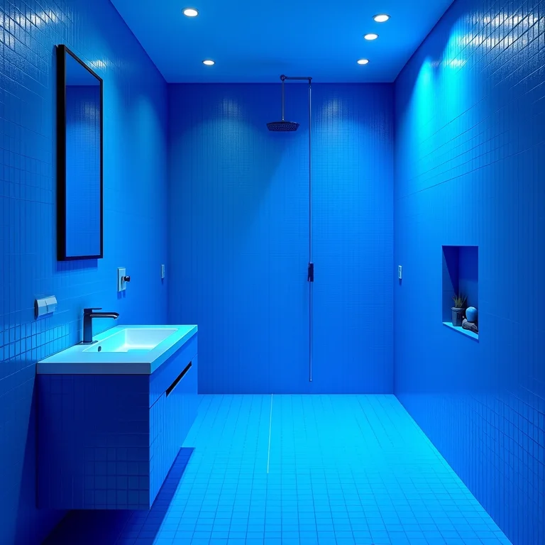 Banheiro com excesso de azul