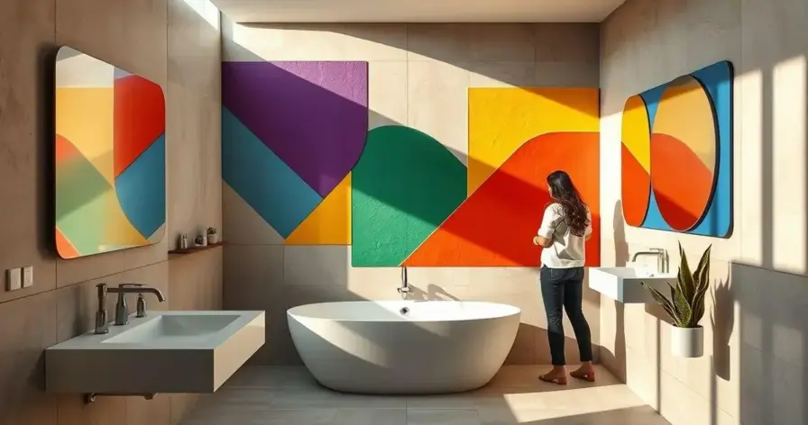 Pintura Geométrica no Banheiro: 7 Ideias Criativas