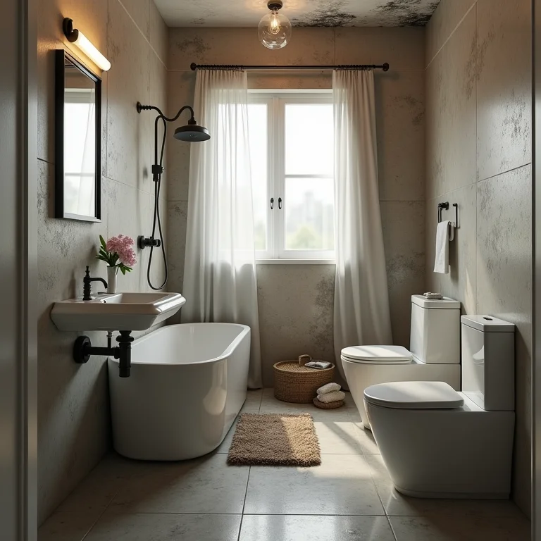 Banheiro com ventilação e iluminação deficientes