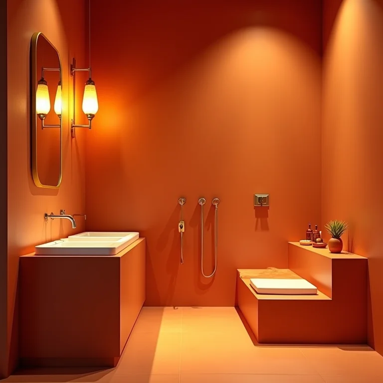 Banheiro cor de terracota sem dimmer