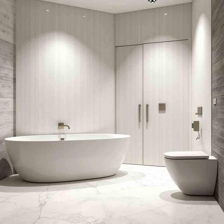 Banheiro moderno com revestimento Metrô White na C&C.