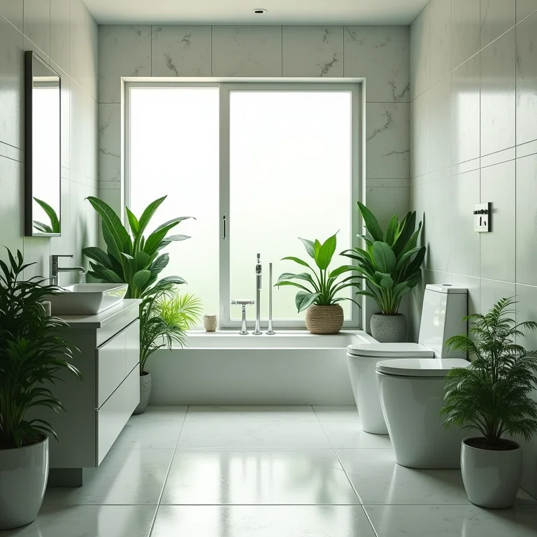 Banheiro pequeno sem plantas