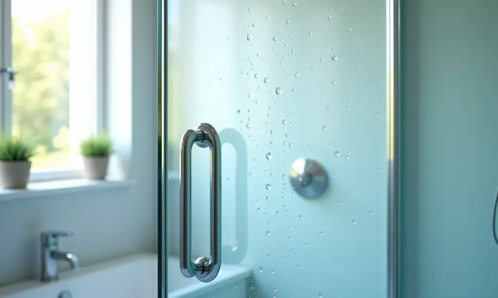 Box de vidro impecável e brilhante após a limpeza.