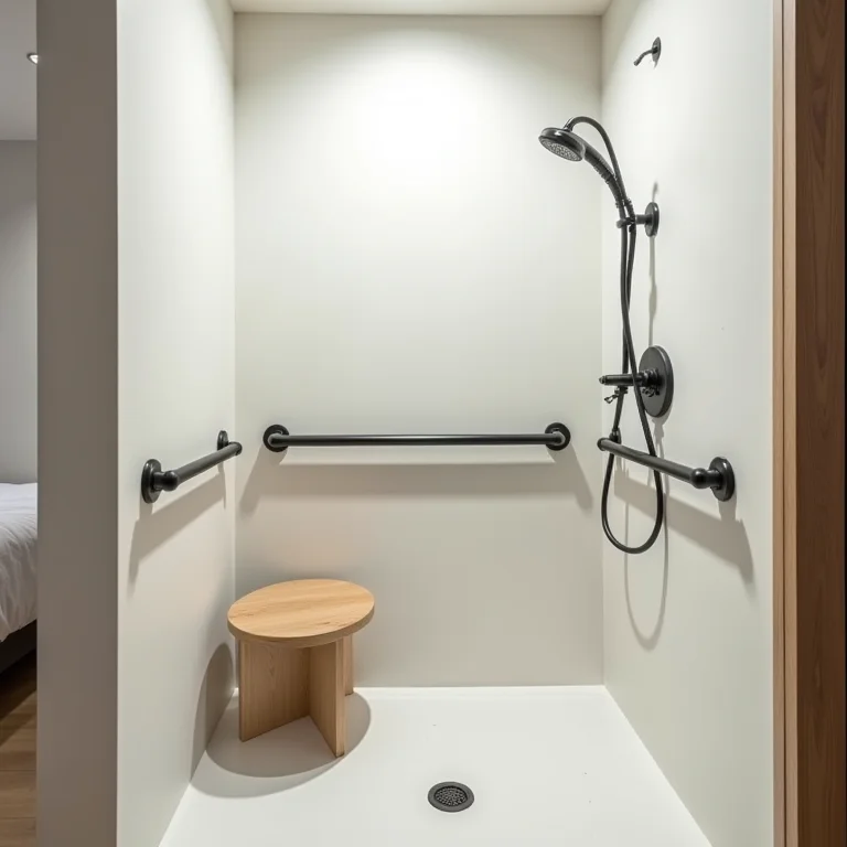 Box do chuveiro inadequado em banheiro acessível