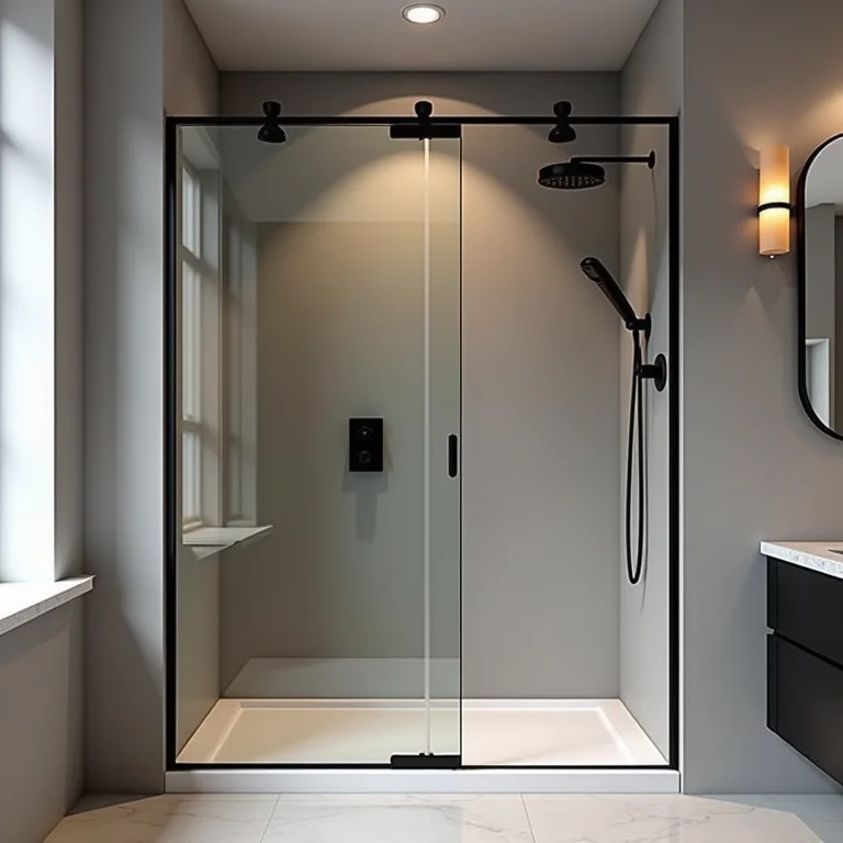 Box moderno e funcional em banheiro masculino