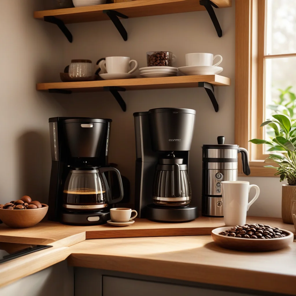 Cantinho do café aconchegante na cozinha