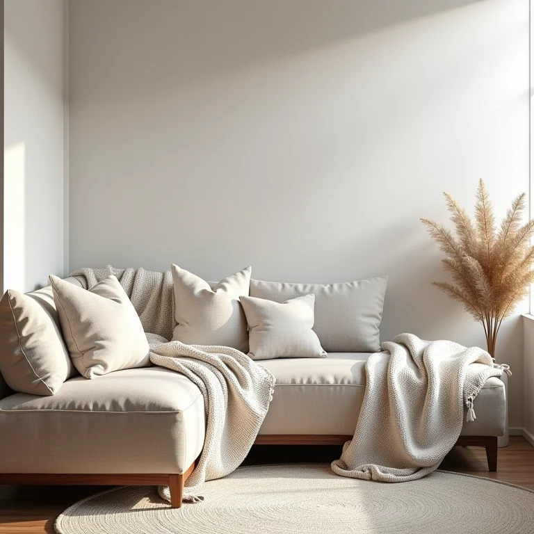 Canto aconchegante com texturas variadas na decoração escandinava