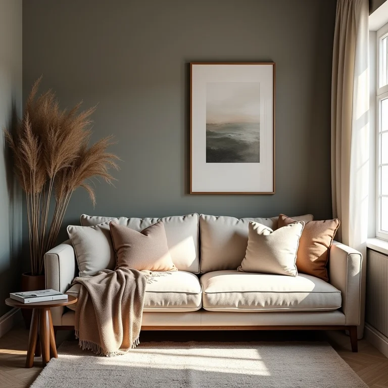 Canto de sala de estar com mistura de estilos clássico e moderno.