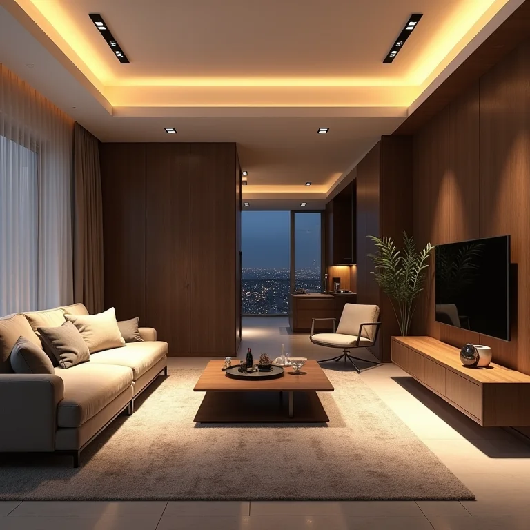 Casa inteligente com sistemas de iluminação inteligente.