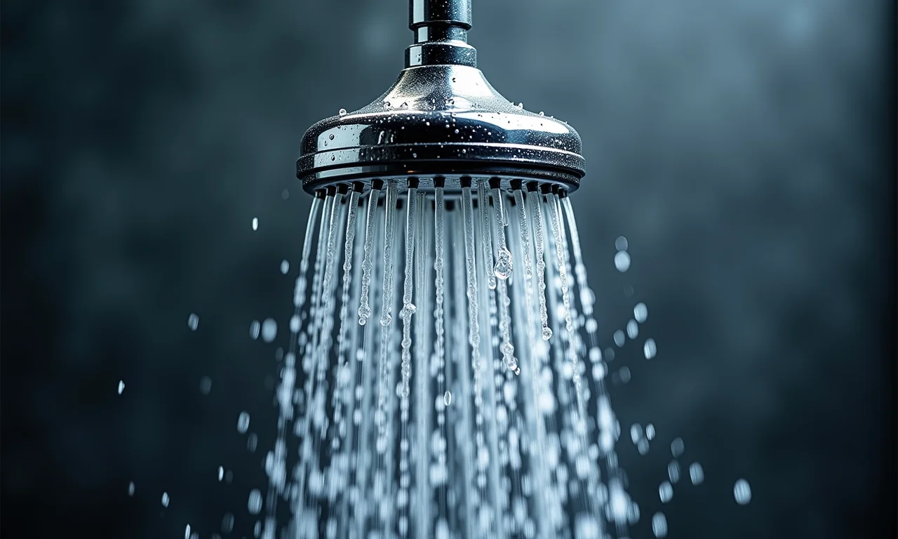 Chuveiro com pressurizador economizando água com fluxo constante.