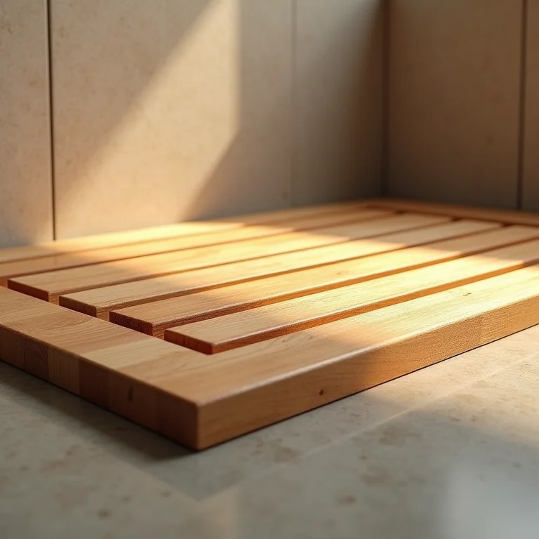 Close-up da textura resistente de um tapete de madeira para box.