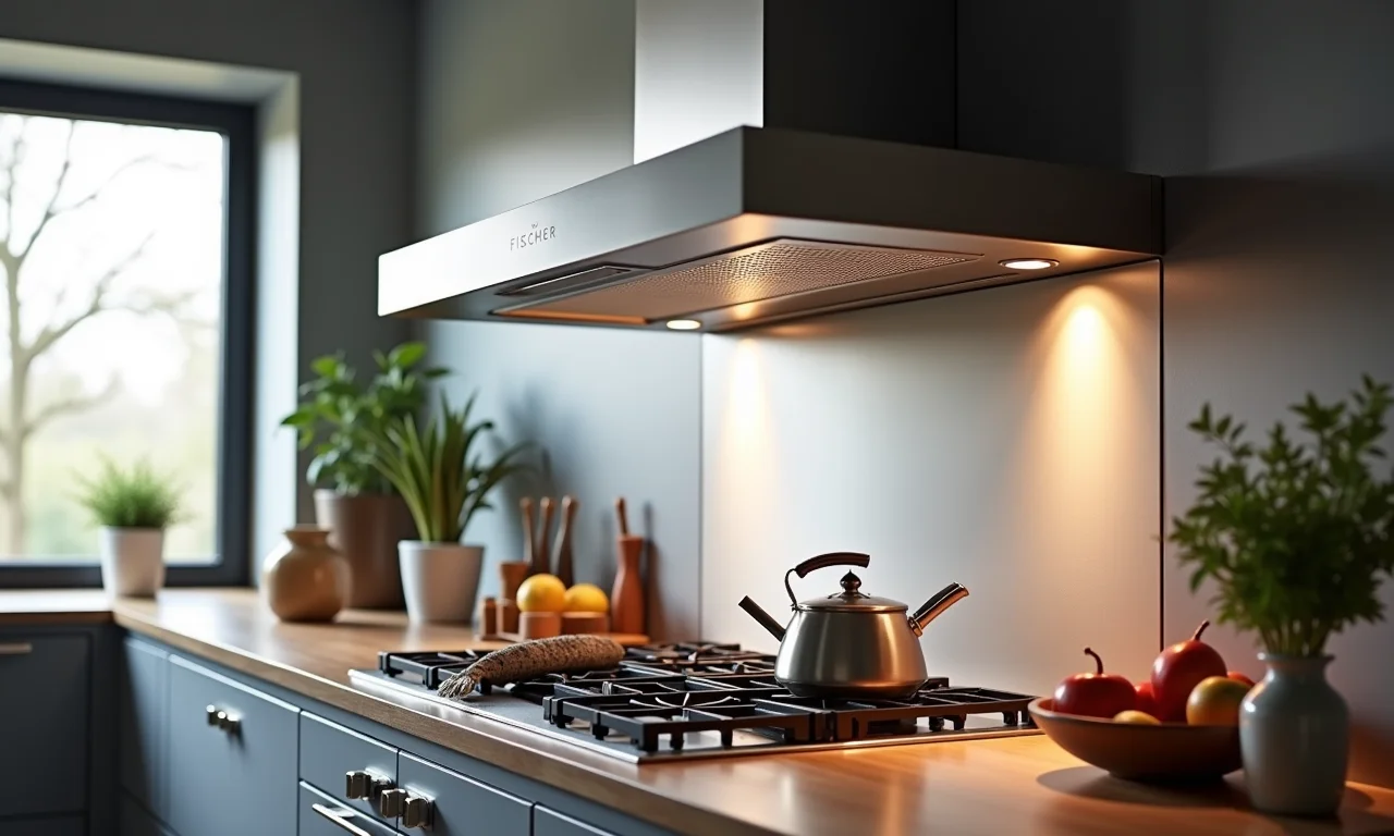 Coifa Fischer elegante e eficiente em cozinha moderna.