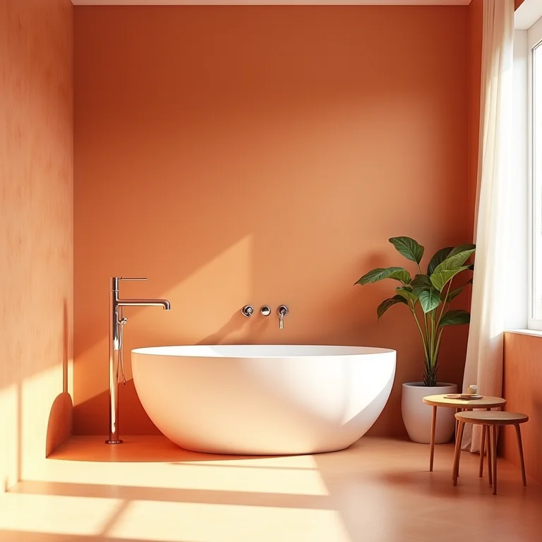 Combinação de cores em banheiro terracota