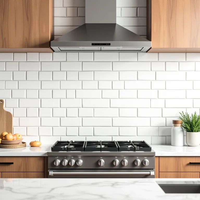 Combinação de tijolinho branco com outros revestimentos na cozinha