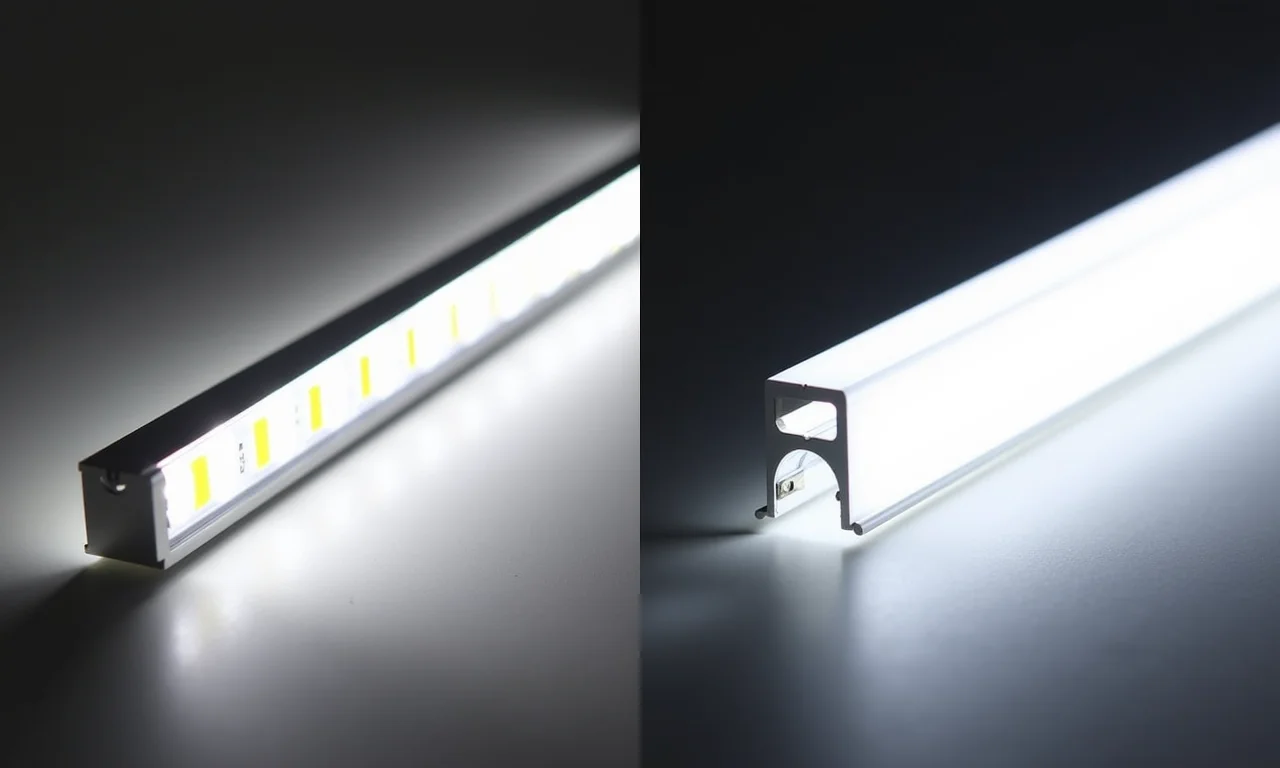 Comparação entre fita de LED e perfil de LED.