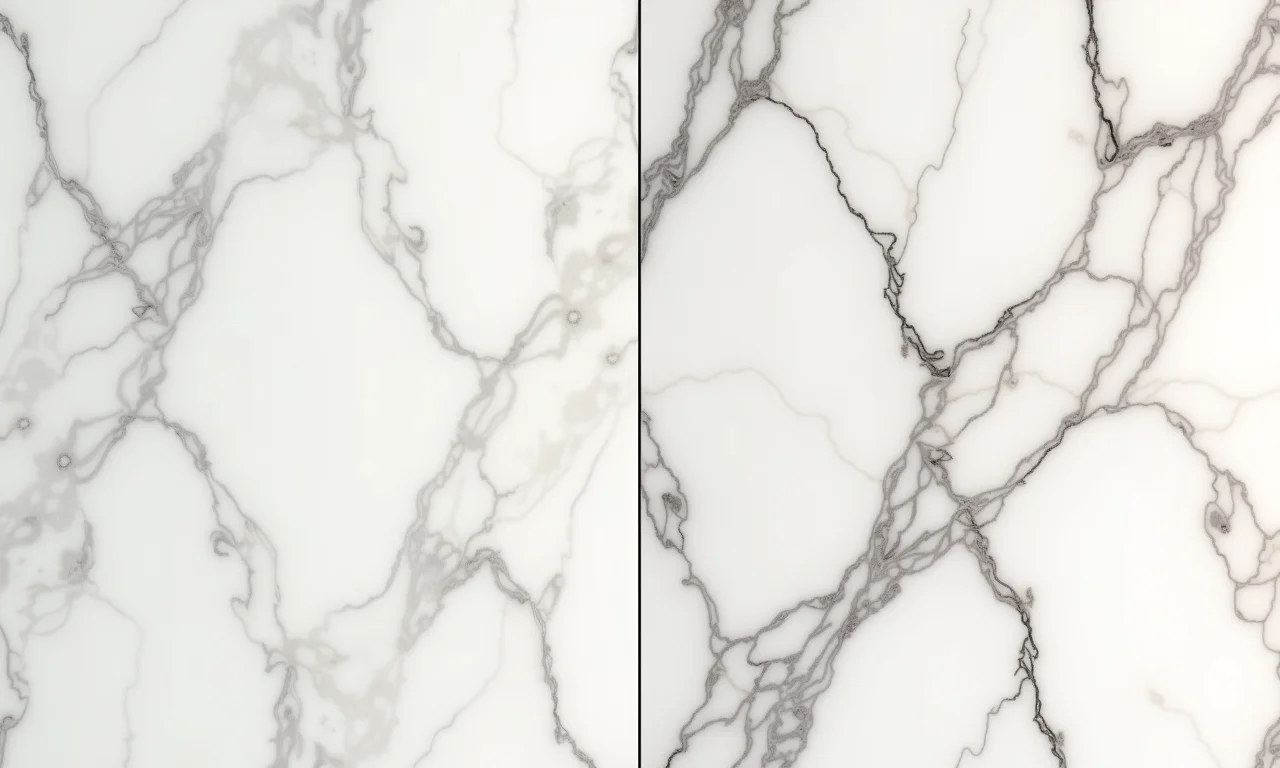 Comparativo entre porcelanato marmorizado e mármore natural.