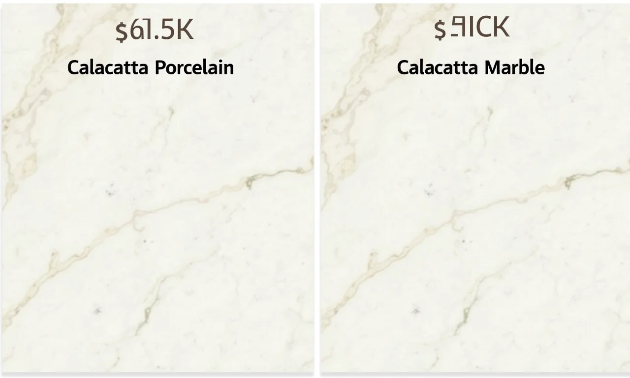 Comparativo: porcelanato Calacatta vs mármore Calacatta. Descubra as diferenças.