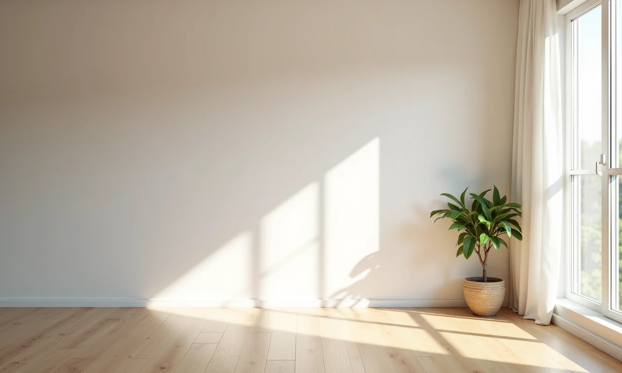 Cores claras ampliando e iluminando um studio com decoração minimalista e toques brasileiros.
