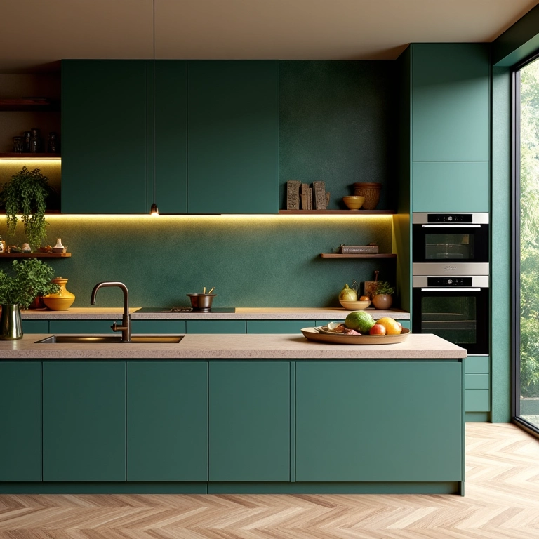 Cores que combinam com tons terrosos na cozinha.