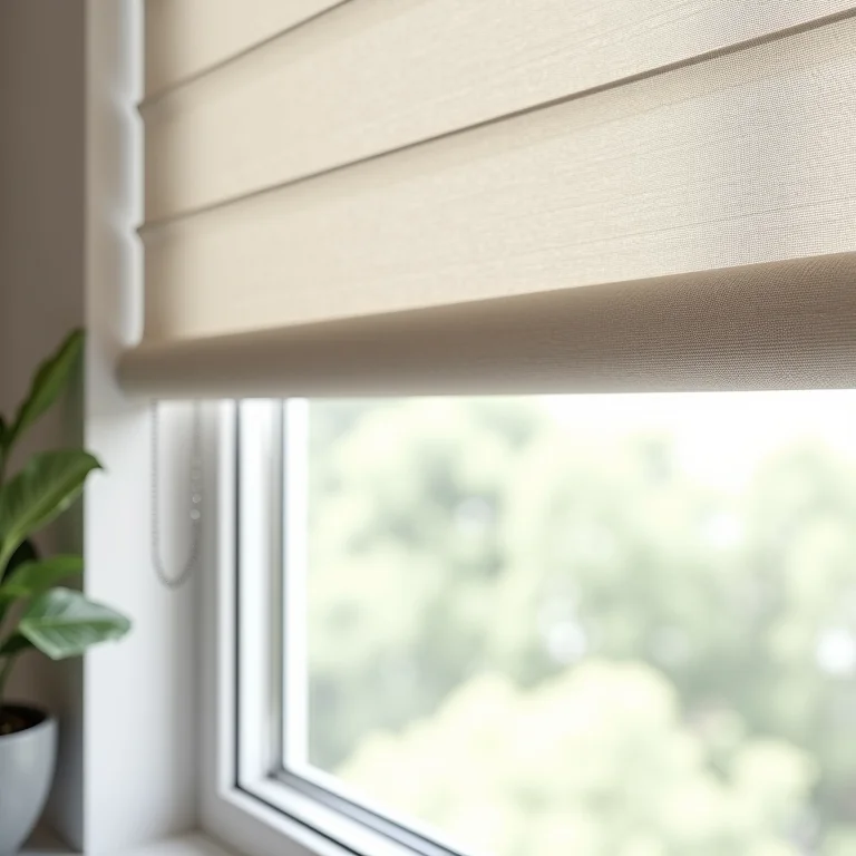 Cortina rolô de linho, sofisticada e moderna.