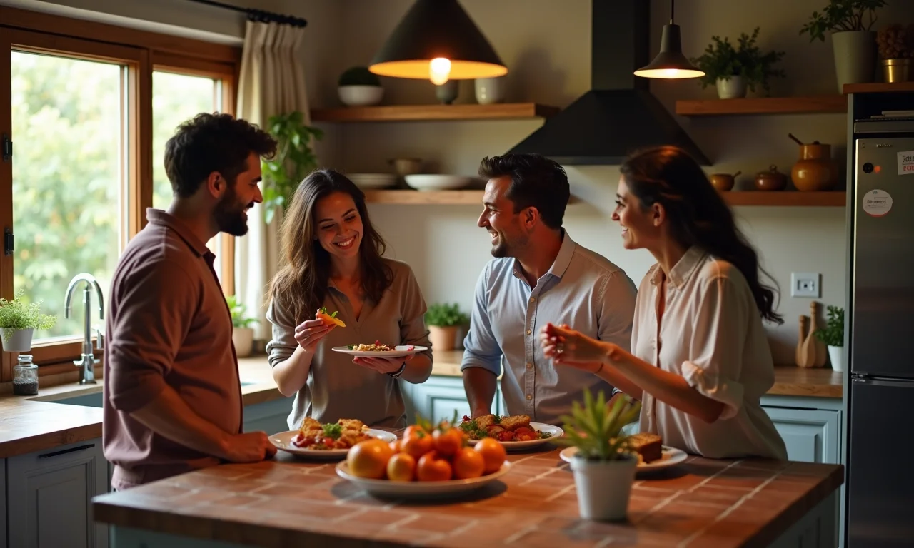Cozinha americana com balcão de tijolinho: um espaço para reunir e celebrar.