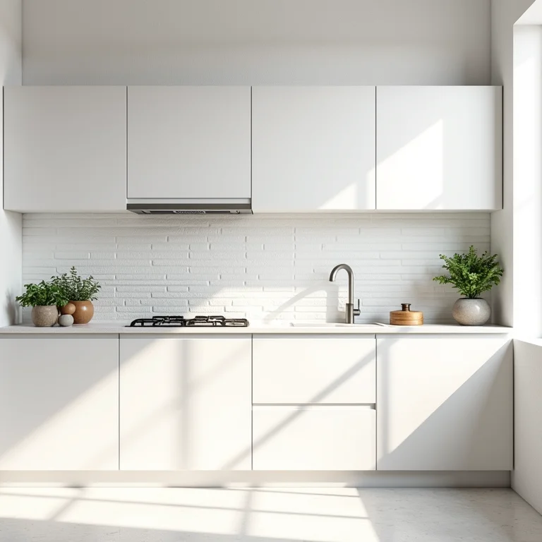 Cozinha clean com revestimento de tijolinho branco
