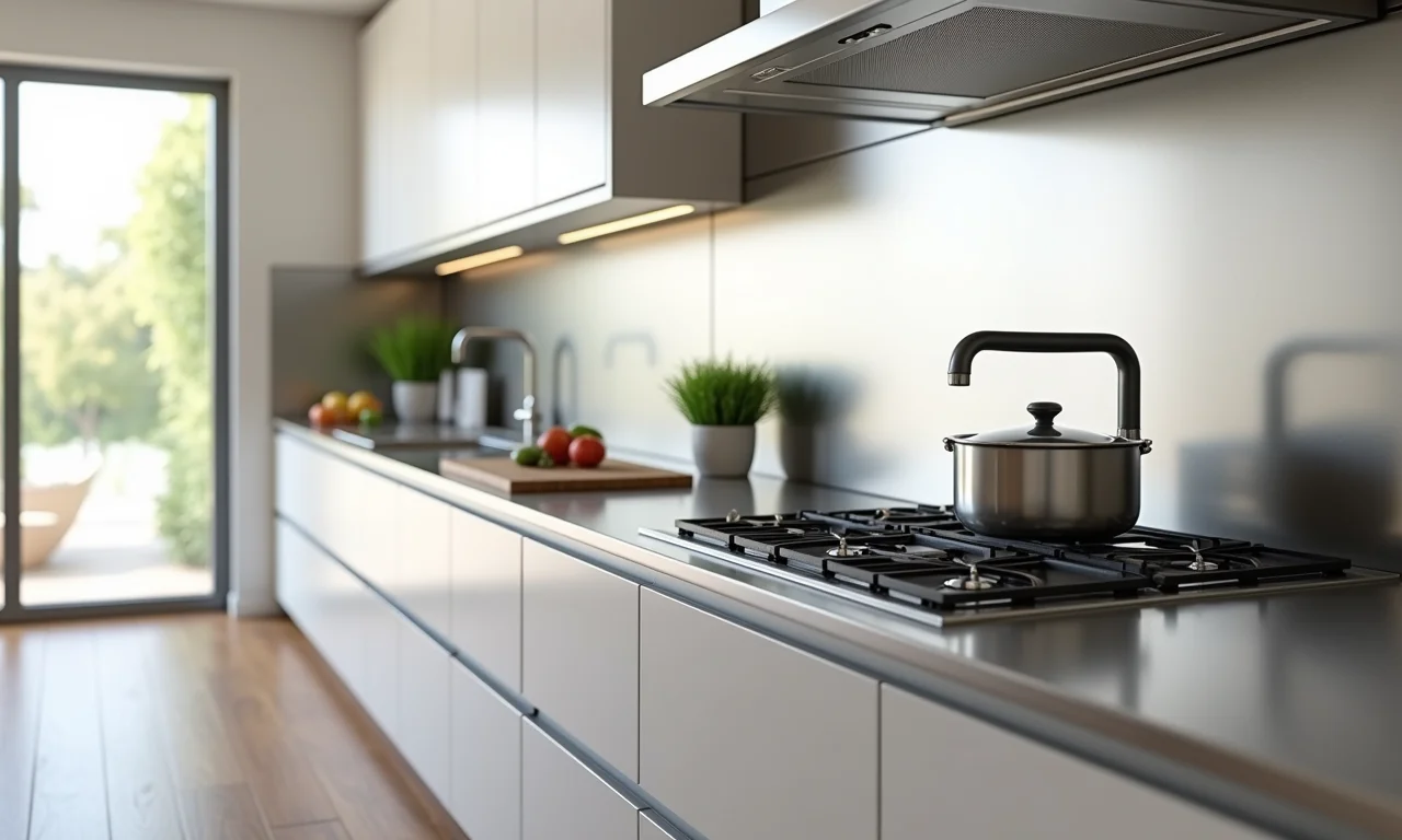 Cozinha com bancada de inox e excelente custo-benefício.