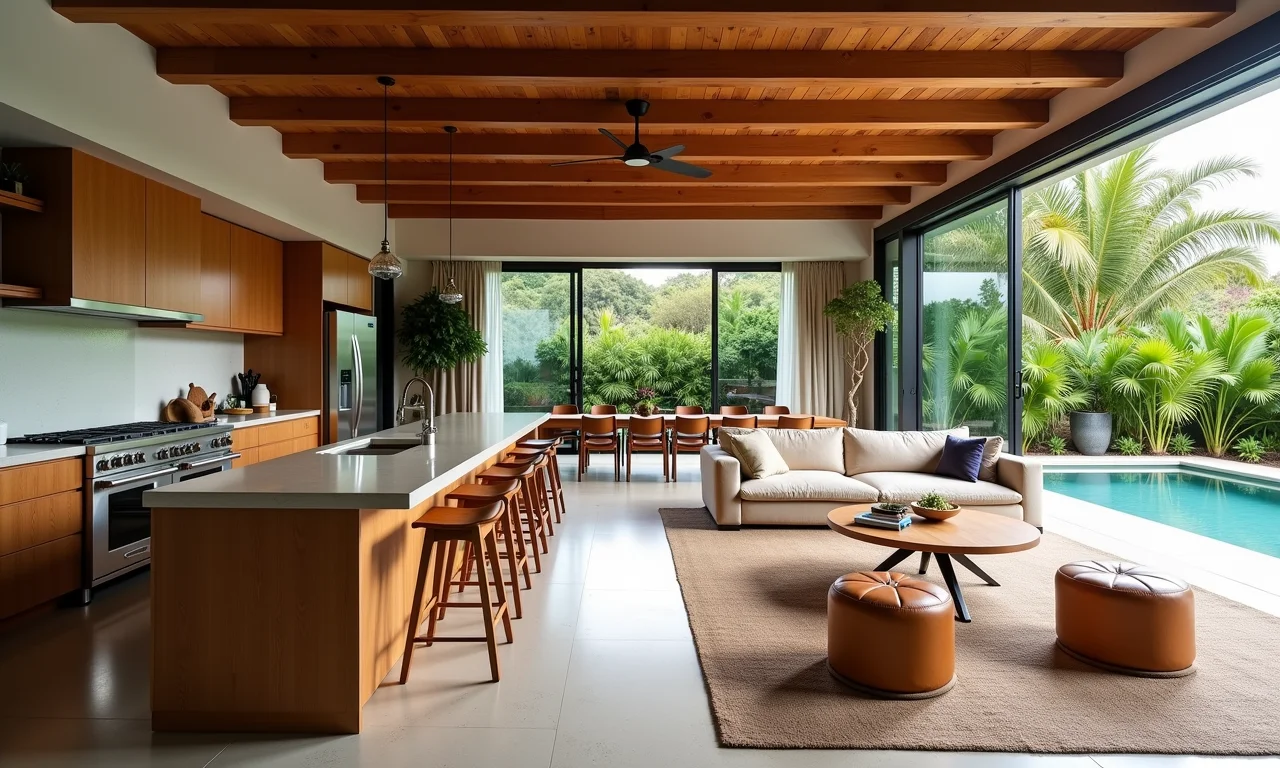 Cozinha integrada à sala de estar ampliando a área social.