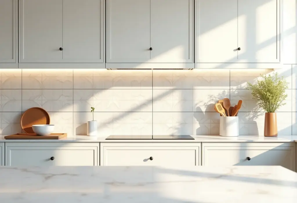 Cozinha moderna com azulejos coloridos e design atraente