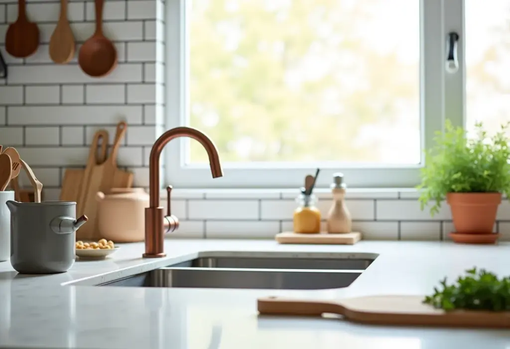 Cozinha decorada com azulejo metrô: o guia definitivo para não errar Cozinha moderna com backsplash de azulejo metrô