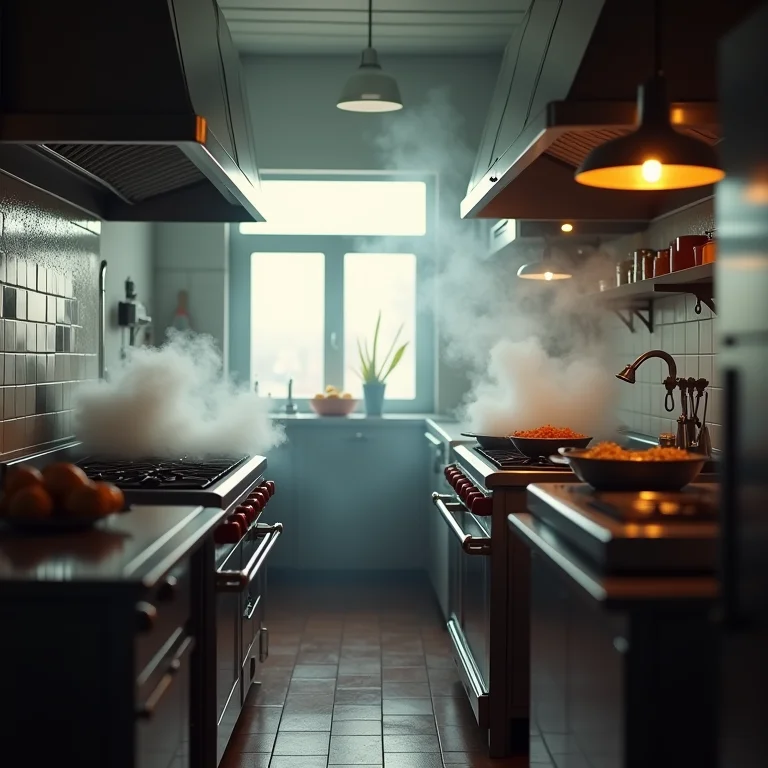 Cozinha pequena com má ventilação e cheiro de comida impregnado
